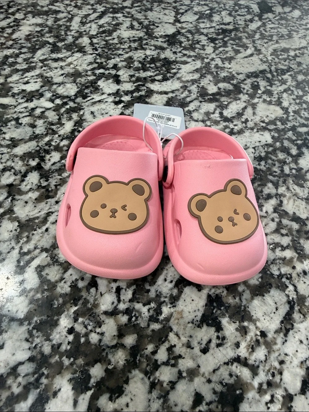 Pink Baby Crib Clogs with Bear Accent
